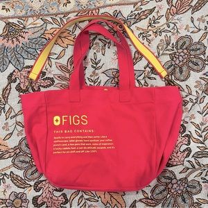 Figs tote bag. Bright neon pink/green